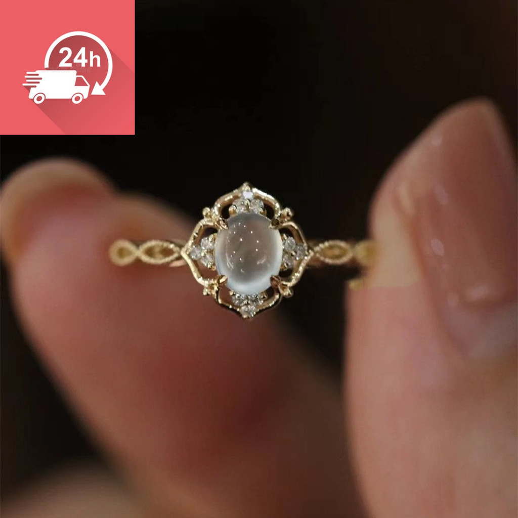 Nhẫn nữ đá mắt mèo vàng rỗng - Thời trang đa năng