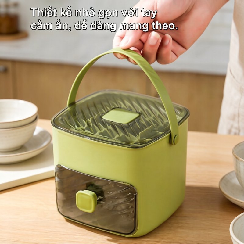 Khay làm đá hai lớp, được làm từ chất liệu PP an toàn thực phẩm, giúp dễ dàng lấy đá viên ra và có nắp đậy kín.