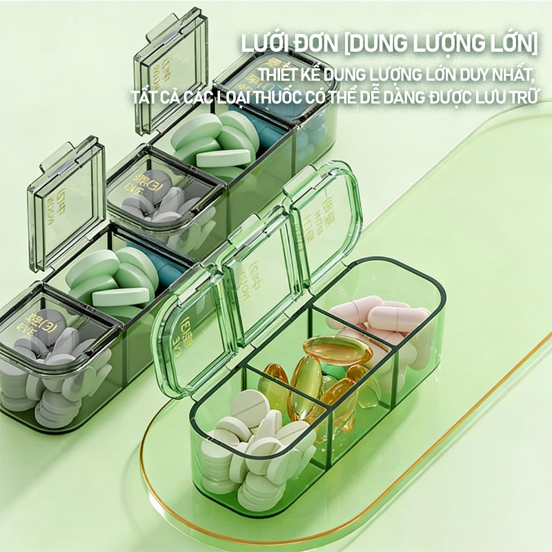 Hộp Đựng Thuốc 28 Ngày / 7 Ngày Cao Cấp - Dung Tích Lớn, Thiết Kế Trong Suốt Nhiều Ngăn Tiện Lợi