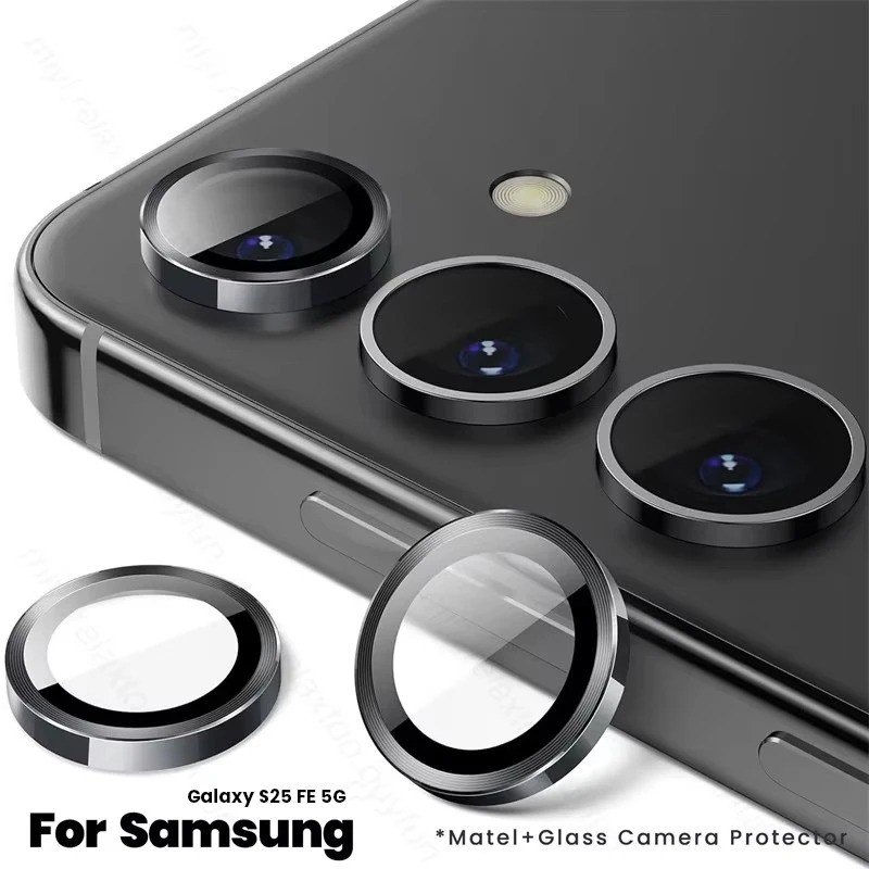 Dành Cho SamsungS25FE GalaxyS25FE Điện Thoại Camera Bảo Vệ Ống Kính Vòng Dành Cho Samsung Galaxy S25 FE Hợp Kim Nhôm Bảo Vệ Kính Cường Lực Ống Kính Phim