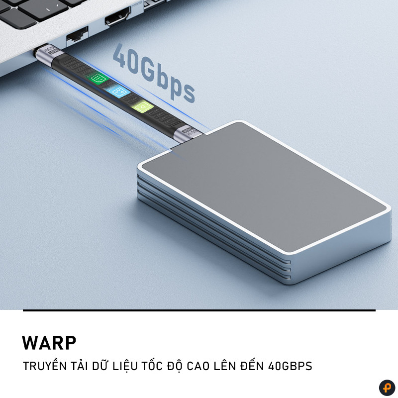 Cáp Ngắn 13cm Type C To Type C 240W Hỗ Trợ Xuất Hình 8K@60Hz Chuẩn USB4 Truyền Tải Dữ Liệu 40Gbps