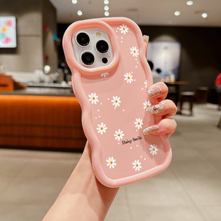 Ốp Lưng Cho OPPO A6 A5 A3 Pro A6X A3X A58 A78 A57 A77 A38 A18 Reno 7Z 8Z Vỏ Hoa Cúc Dễ Thương Hoa Đào Silicon Mềm Sóng Họa Tiết Bên Màu Kẹo Chống Sốc