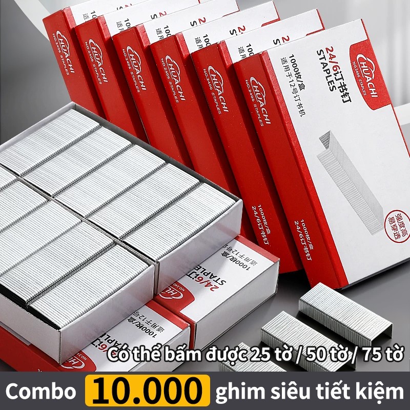Ghim Bấm Giấy - Bộ 2 Hộp Ghim Bấm Bền Bỉ, 1000 Đinh Kim Bấm Văn Phòng Cho Máy Dập Ghim