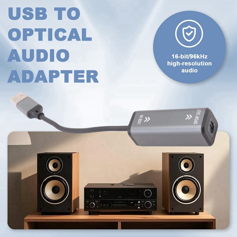 Bộ chuyển đổi âm thanh USB sang quang học Bộ chuyển đổi USB sang SPDIF 16bit / 96KHZ để kết nối máy tính xách tay với Soundbar