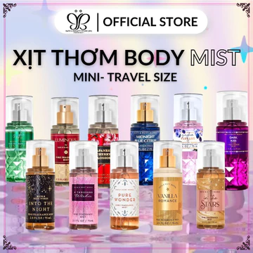 Xịt thơm body mist Bath & Body Works travel size- Body mist mini 75ml nhỏ gọn tiện lợi