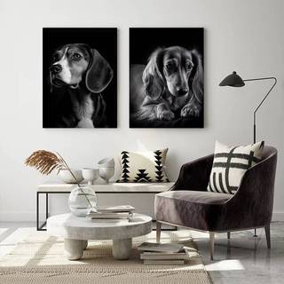 Đen Trắng Chó Mèo Poster Pháp Bulldog Dachshund Chân Dung Canvas Nghệ Thuật Chống Thấm Nước Không Khung Trang Trí Nhà