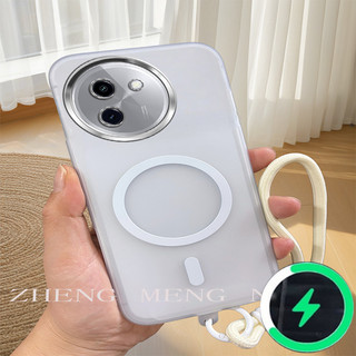 Thích hợp cho ốp điện thoại Vivo Y200i Y38 5G Y18 5G Vỏ mềm mờ từ tính nhiều màu sắc có dây đeo tay 0036