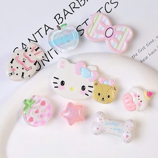 Set Charm Hello Kitty Thỏ Gấu Pastel Cute Kawaii Mini – Charm Nơ Tim Ngôi Sao Trong Suốt Phụ Kiện Trang Trí Dép Dép Sục