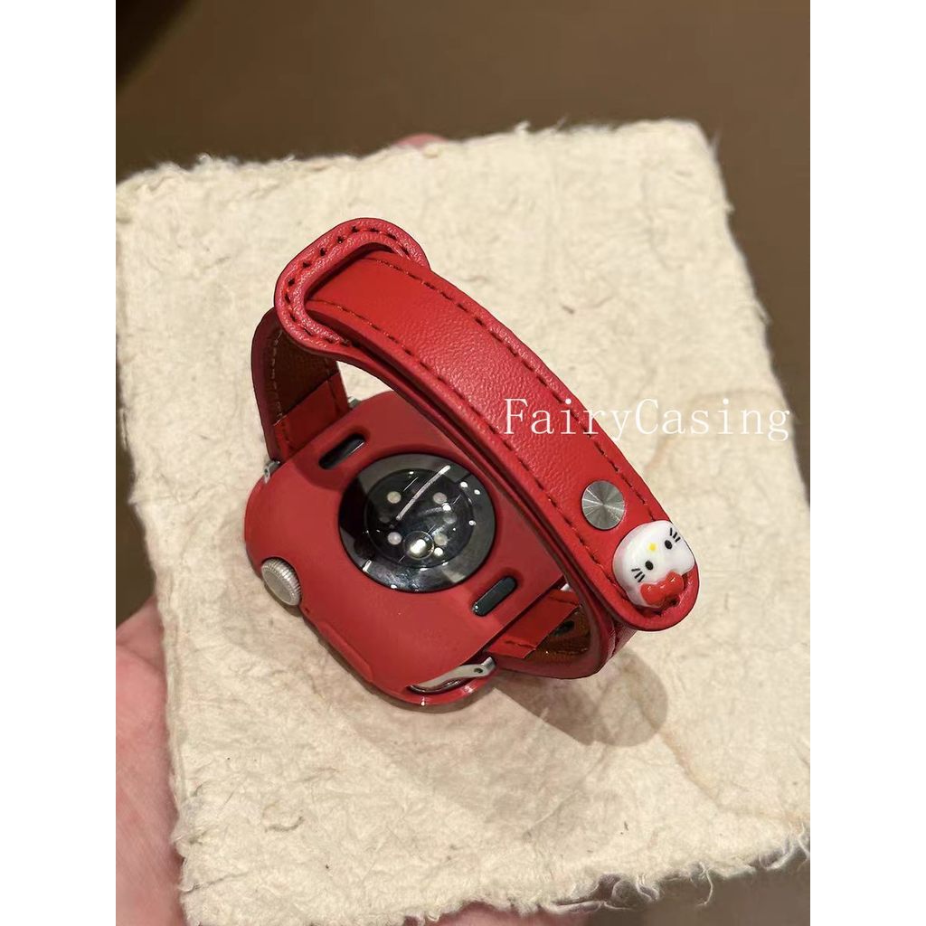 Liên kết kim loại vòng da dễ thương cho Apple Watch Series Ultra 11 10 9 8 7 6 38mm 40mm 41mm 42mm 44mm 45mm 46mm Dây đeo