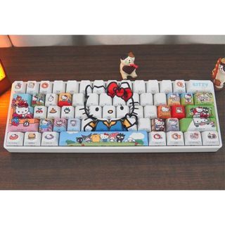 ✅ Mèo KT ✅ Cá nhân hóa dễ thương Ba chiều Trong Kho Keycap Trục chéo ☉[Hello kitty] Nắp Chìa Khóa Nhà Máy Chính Hãng Khắc Bên Trong Suốt PBT Nhiệt Thăng Hoa Giá Trị Màu Cao kt Cat Mũ Dễ Thương❄