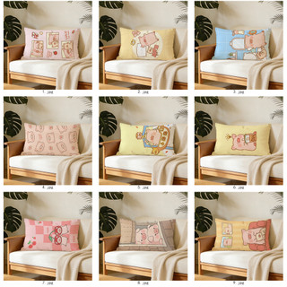 Vỏ gối hình chữ nhật bằng vải Polyester in một mặt Lulu The Piggy, Trang trí động vật hoạt hình dễ thương, Món quà thiết thực cho bạn bè (Không bao gồm chèn gối).