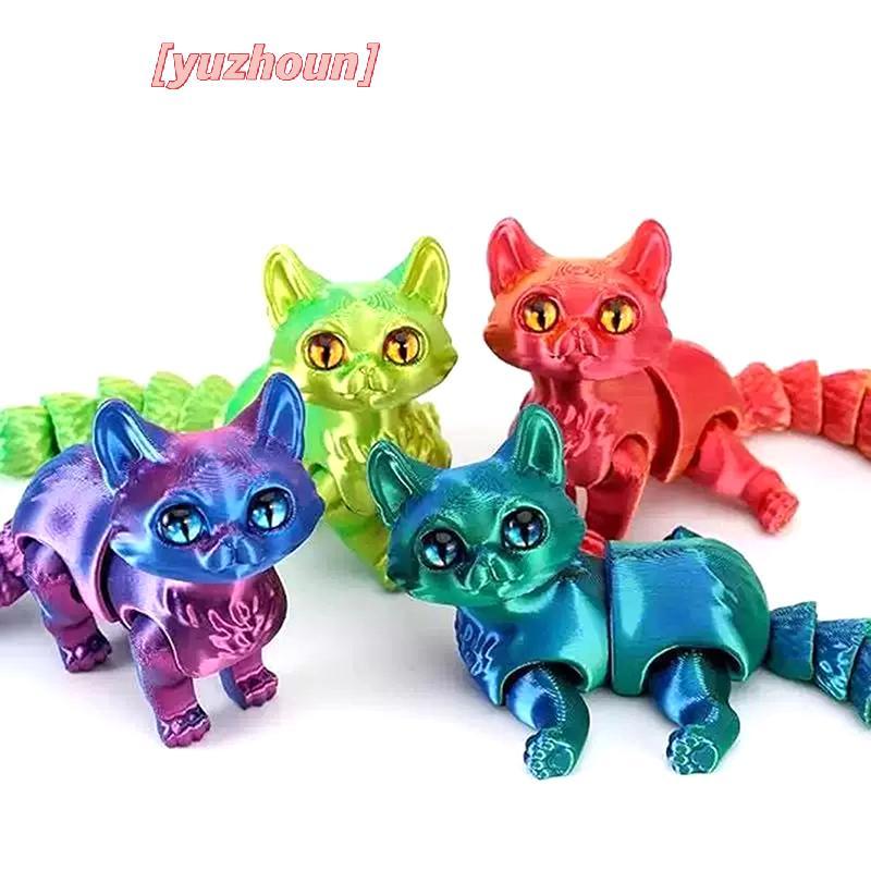 [yuzhoun] Mèo in hình 3D khớp nối 12cm Đồ chơi động vật dễ thương Trang trí để giảm căng thẳng Trang trí máy tính để bàn Quà tặng Giáng sinh cho thú cưng