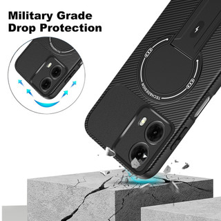 Dành Cho Motorola Moto G35 5G Ốp điện thoại Carbon Tecture Lưng Cứng Cạnh Mềm Có Thể Gập Lại Đứng Chống Sốc Chống Rơi Mỏng Bao