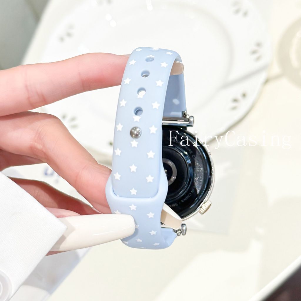 Dây đeo silicon 18mm 20mm 22mm cho Samsung Galaxy Watch 8 7 6 5 4 Classic 5Pro Active Star Print Band Vòng tay