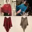 Áo Poncho Mông Cổ từ Cashmere, Khăn Choàng Tua Rua Sọc Hình Thoi Phong Cách Dân Tộc, Mềm Mại Ấm Áp