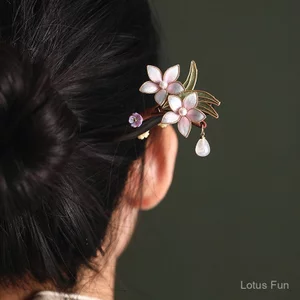 Kẹp Tóc Hoa Nhung Hanfu Sườn Xám - Phụ Kiện Cổ Điển Cho Tóc