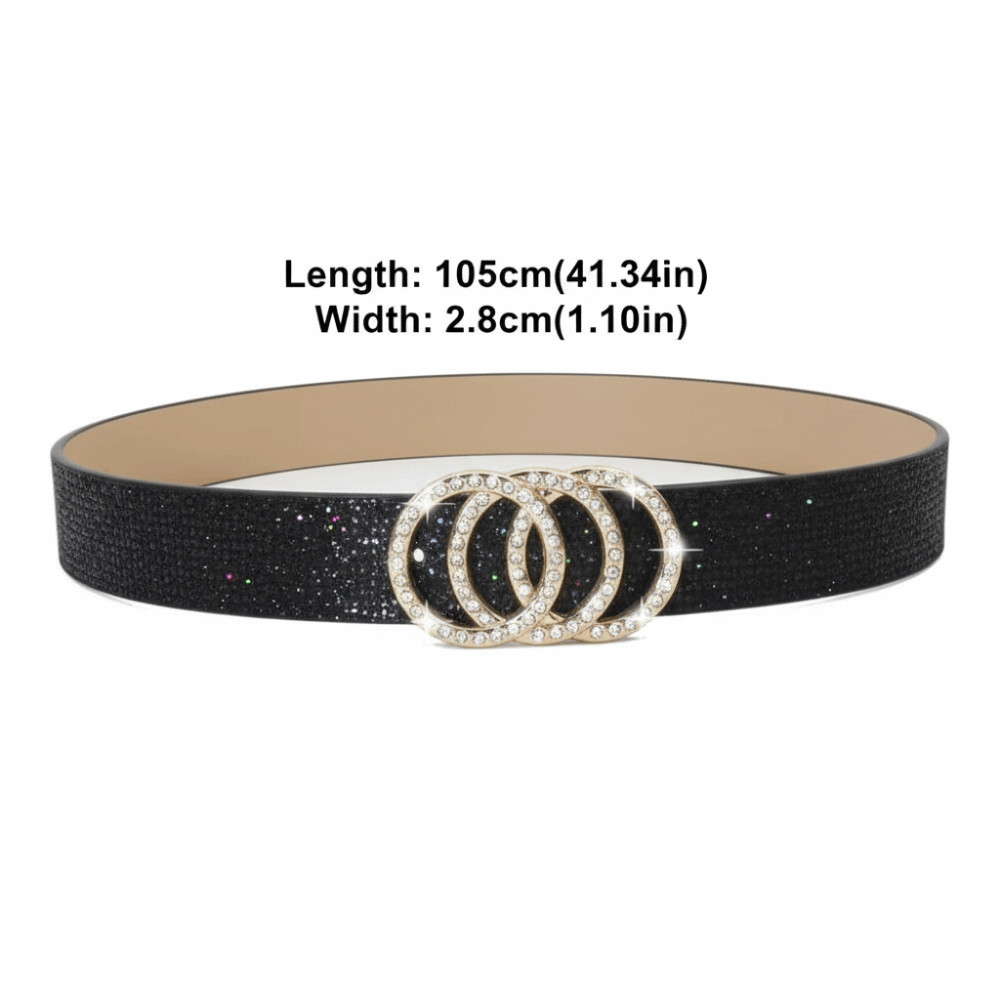 Thắt lưng kim cương giả lấp lánh TRACELIOIAN, Thắt lưng da PU lấp lánh Bling Bling, Thiết kế thương hiệu sang trọng thời trang Dây đeo thắt lưng đa năng dành cho nữ