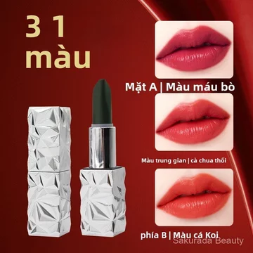 Son môi ba mặt màu hồng kim cương đen hai mặt Màu Gradient Dán Matte Non-Stick Cup Lipstick Giá rẻ Hàng có sẵn Dưỡng ẩm lâu trôi Son môi có độ bền cao