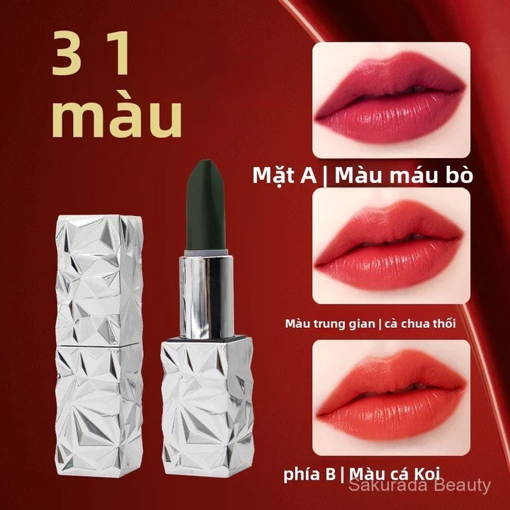 Son môi ba mặt màu hồng kim cương đen hai mặt Màu Gradient Dán Matte Non-Stick Cup Lipstick Giá rẻ Hàng có sẵn Dưỡng ẩm lâu trôi Son môi có độ bền cao
