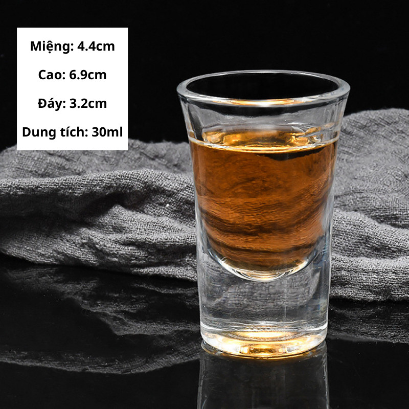 Bộ 06 Ly Uống Rượu Thủy Tinh 30ml Cao Cấp – Cốc Uống Rượu Nhỏ Sang Trọng, Đế Dày, Siêu Trong, Chịu Nhiệt | 359