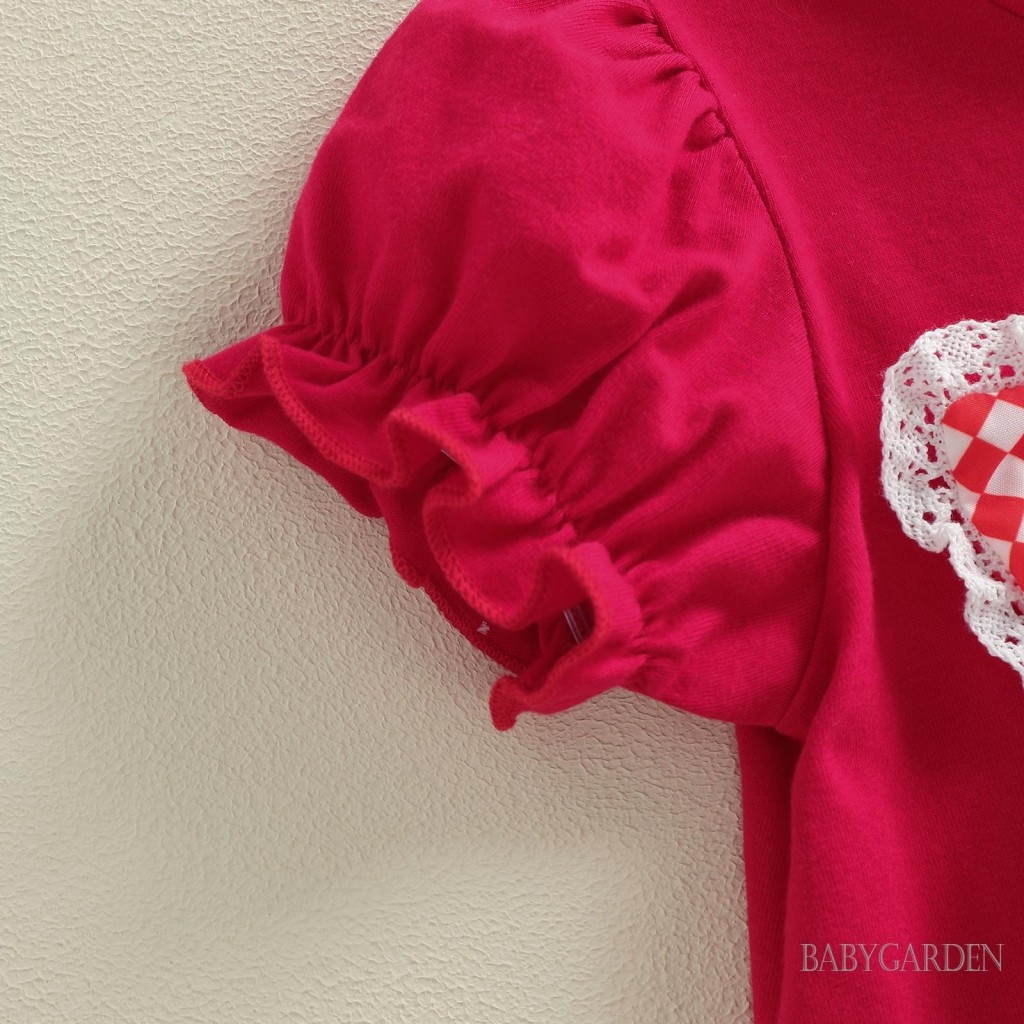 Bé Gái Mùa Hè Áo Liền Quần Tay Ngắn Thêu Bóng Chày Nơ Body Sơ Sinh Playsuit Cho Năm Mới