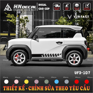 Tem dán xe VF3 - Decal dán xe VF3 MẪU TEM THỂ THAO CÁ TÍNH . 1 bộ dán 2 bên ( mẫu VF3 - 107 )
