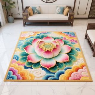 Thảm trải sàn pha lê sen Zen quỳ gối, thảm thiền cho phòng ngủ, phòng khách gia đình, kiểu vuông Trung Quốc, ba chiều