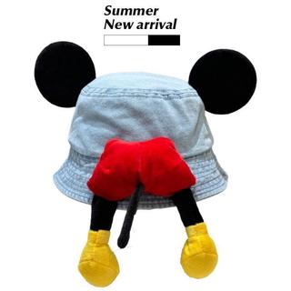 Mũ bucket Mickey cho bé – Chất liệu denim, tai to 3D đáng yêu, phong cách gia đình