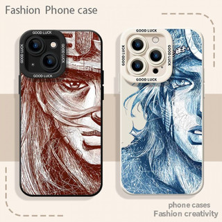 Ốp điện thoại JOJO kiểu phác thảo cho iPhone 17 / 16 / 15 / 14 / 13 / MINI / 12 / 11 / Pro MAX / X / XS / XR / 7 / 8 / 6 Vỏ bảo vệ toàn diện bằng silicon lỏng chống sốc và chống rơi
