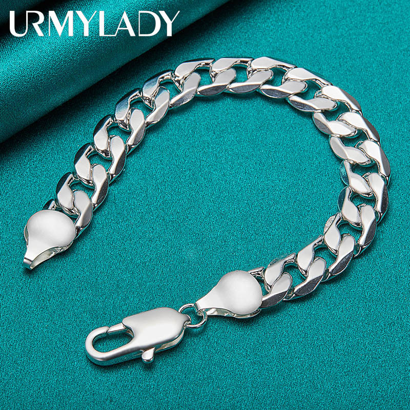 URMYLADY Vòng Tay Nam Bạc 925 Dây Xích 12mm, Thiết Kế Thời Trang Cho Lễ Cưới