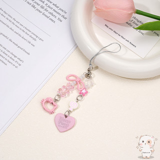 【Chamvn】Mặt dây chuyền điện thoại đính hạt thủ công hình bánh dâu tây thích hợp để treo túi xách. đa năng hình trái tim