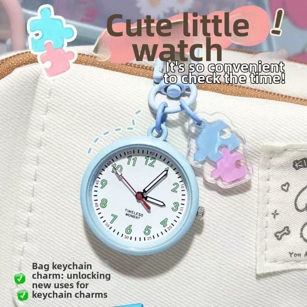 Đồng hồ bỏ túi móc khóa Mini OUSXA, Đồng hồ treo điện tử Dopamine, Đồng hồ bỏ túi dạ quang tròn có thể tái sử dụng sáng tạo Phụ kiện thời trang
