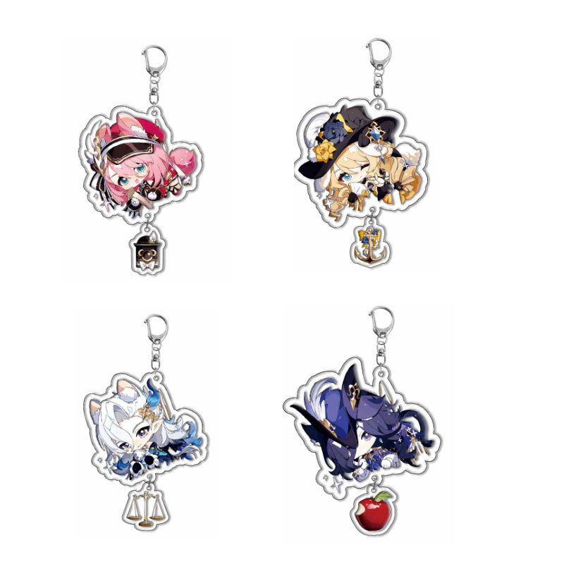 4pcs/set Wholesale Game Navia Furina Keychain For Women Men Jewelry Accessories Arcylic