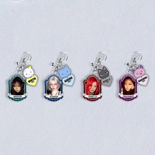 Kpop Idols Karina Giselle Keychain 2pcs/Set Cartoon Cute Double Sides Acrylic Printing Pendant Backpack Accessories