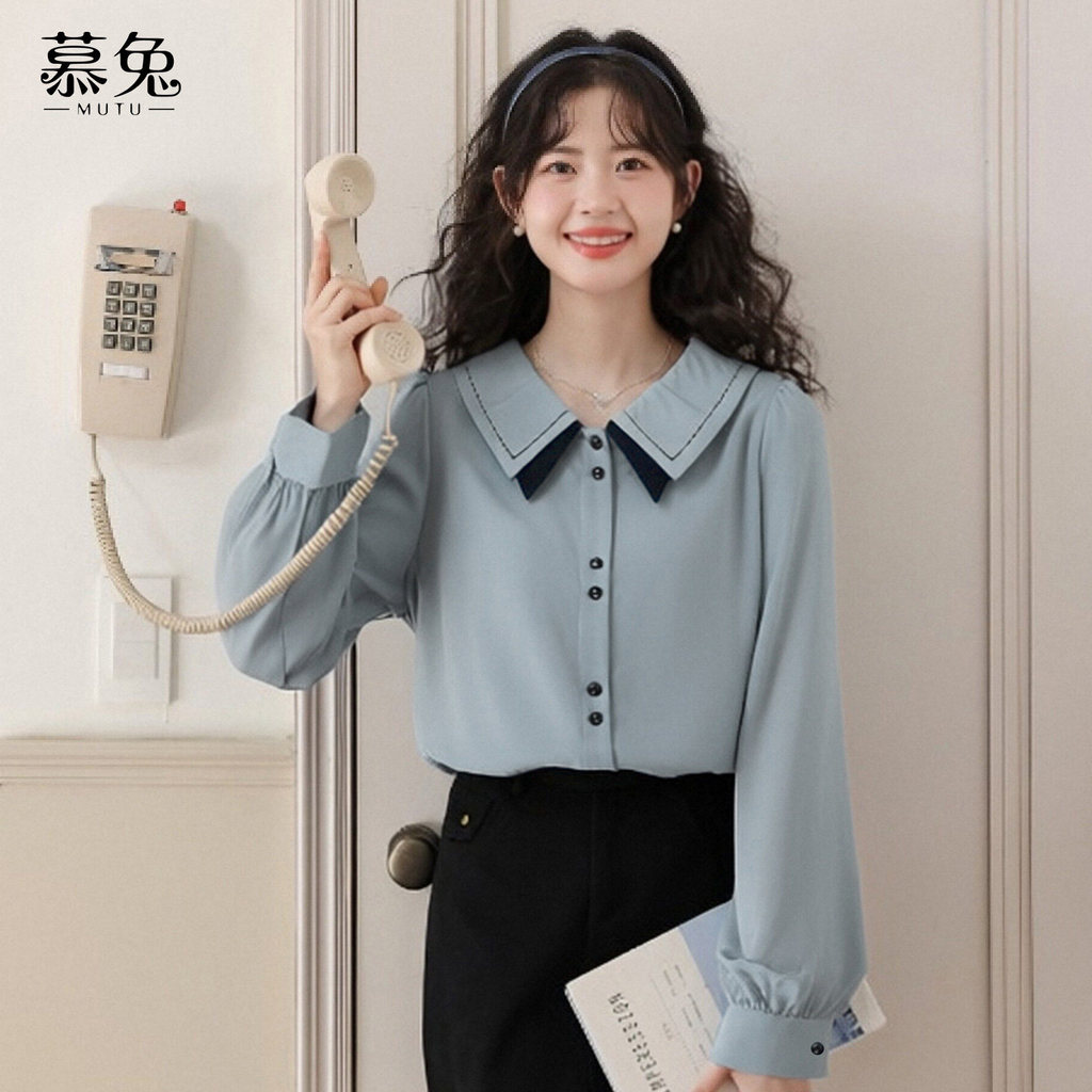 Mutu Áo Sơ Mi Nữ Tay Dài, Kiểu Dáng Phong Cách Pháp, Thiết Kế Mới Phù Hợp Mùa Xuân