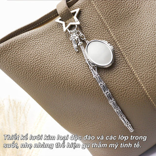 【BabyJoy】Túi đựng son môi lưới kim loại có móc khóa,thiết kế di động,Móc khóa có gương,phụ kiện túi xách