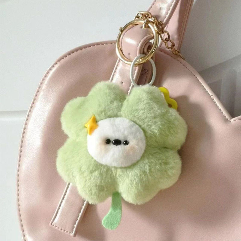 Dễ Thương Sáng Tạo Búp Bê Bốn Lá Cỏ Ba Lá Móc Khóa Túi Mặt Dây Chuyền Quà Tặng May Mắn Sang Trọng Mặt Dây Chuyền Hoạt Hình