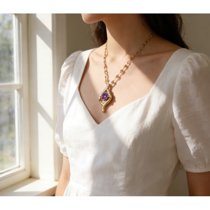 Trâm Cài và Mặt Dây Chuyền Titan Zircon Pha Lệ Đa Năng