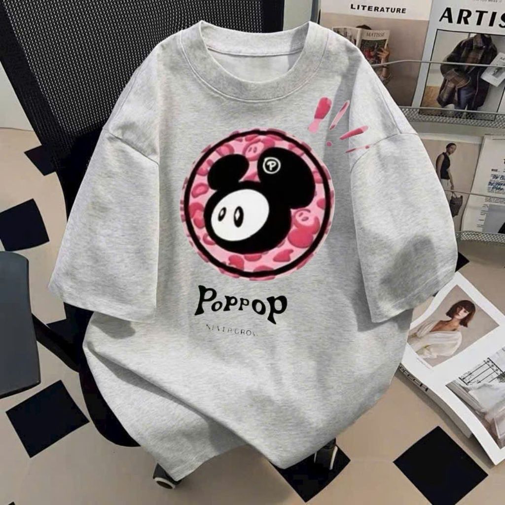 áo thun chữ POPOP  phong cách unisex form rộng cotton mẫu siêu hottrend