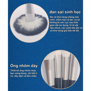 【BabyJoy】Bộ 10 cọ trang điểm màu xanh đậm,lông siêu mềm chất lượng cao, chuyên nghiệp cho nền