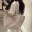 Túi tote vải NKSFX, Túi vải in chấm bi chất liệu chấm bi, thiết kế dễ thương sọc công suất lớn In kiểm tra in công suất lớn Tote phong cách Hàn Quốc