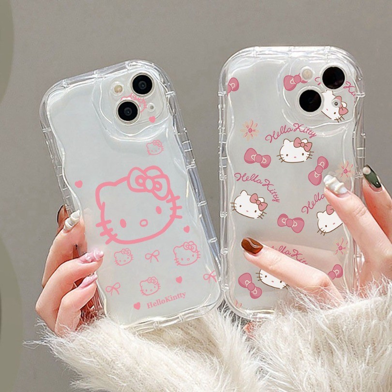 Ốp Sóng Hellos Kittys Màu Hồng Ngộ nghĩnh Cho Tecno Spark 10 Pro 20C 10C 30 30C Go2 GO1 1S GO 2025 GO 2024 Camon 30 Vỏ Sóng 3D Ốp điện thoại Mềm