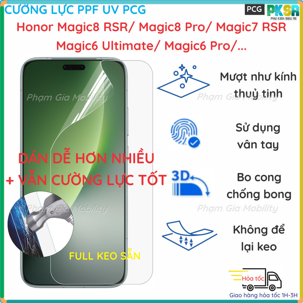 Cường lực PPF UV PCG Dùng Vân Tay dành cho Honor Magic 8 7 6 5 Pro RSR ...
