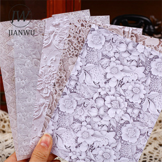 JIANWU Series Vintage Ren Hoa Cứu Trợ Phong Cảnh Cắt Kéo Thêu Sò Chất Liệu Giấy Sáng Tạo DIY Rác Tạp Chí Văn Phòng Phẩm