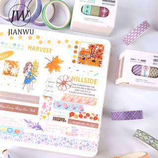 JIANWU 5 Cuộn / bộ Maple Sugar Sunset Series Kawaii Họa Tiết Phong Cảnh Chất Liệu Cắt Băng Washi Sáng Tạo Tạp Chí Văn Phòng Phẩm