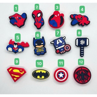 Set Charm Siêu Anh Hùng Marvel & DC Cute – Spider Man, Batman, Captain America, Thor, Superman – Charm Gắn Dép Cross
