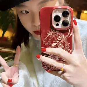Red Rhyme Halo nhuộm cho iPhone 1615promax Jelly 1413 trường hợp điện thoại 1211 dễ thương
