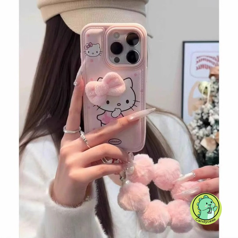 Ốp Điện Thoại Mèo Kitty Dễ Thương Có Dây Buộc Sang Trọng Cho Xiaomi 17 Pro Max 15 15S 14 Pro 13 Poco X7 F8 F7 Ultra F6 F5 Pro 5G 4G Vỏ Da PU Hoạt Hình Vỏ Mềm