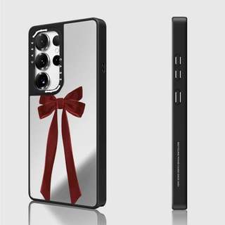 CASECASE X Vỏ nơ nhung Matte Black & Sliver Mirror Vỏ hút từ tính Samsung Galaxy S26 S25 S24 S23 Ultra Plus Mặt sau cứng có hộp khắc logo