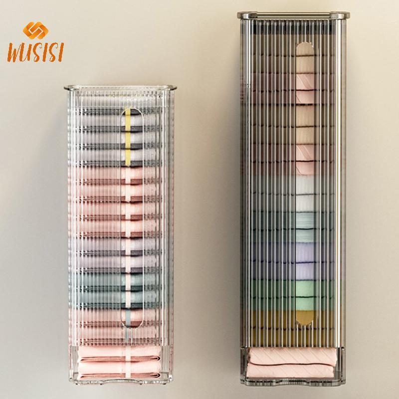 [WUSISI] Hộp sắp xếp lưu trữ cho quần lót Quần lót và Sos, Giá đỡ lưu trữ treo tường, Hộp đựng túi nhựa đựng rác nhà bếp MỚI